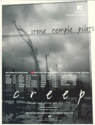 Stone Temple Pilots 1993 Ad - Creep Advertisement