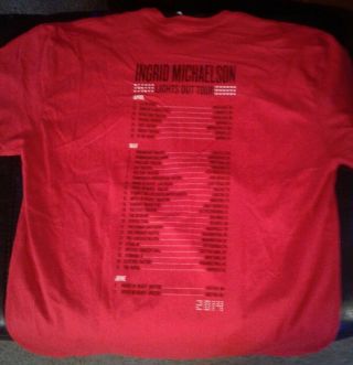 Ingrid Michaelson 2014 tour t shirt Red Large indie folk Singer 2
