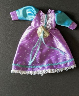 Vintage Lady Lovely Locks Doll Satiny Dress Purple And Teal