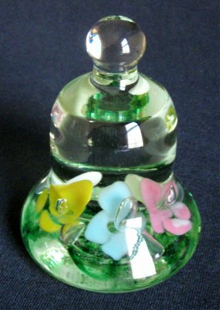 “joe St.  Clair” Glass Bell Shaped Paperweight,  Color Flowers,  Controlled Bubbles
