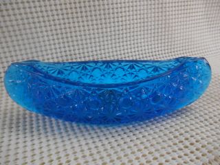 Vintage Eapg Blue Daisy & Button 6 " Canoe Bowl Dish W Smith Hand Crafted Sticker