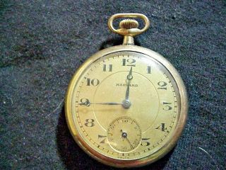 Harvard 7 Jewel Antique Gold Pocket Watch With Gold Dial Restore Or Parts