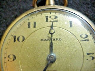 HARVARD 7 Jewel Antique GOLD POCKET WATCH with Gold Dial RESTORE OR PARTS 2