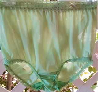 Vtg Olga 873 Green Nylon With Lace Waistband Back Seamed Panty 5 Flaws