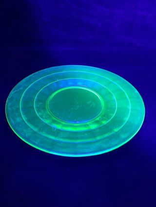 Hocking 1930’s Block Optic 6”green Depression Glass Dessert Plate (uranium)