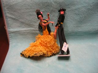 7 " Vintage Marin Chiclana Spanish Dolls Flamenco Dancers Couple Set Of 2