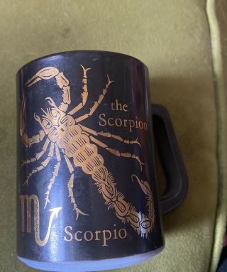 Vintage Federal Glass Scorpio Zodiac Astrology Coffee Mug Black Gold Milk Glass