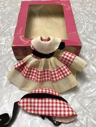 Vintage Vogue Ginny Doll Red Checked Dress Hat Outfit Gingham