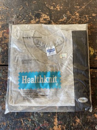 Vintage Mens Healthknit Nos Deadstock T - Shirt 1970’s 80’s Small Gray Made In Isa