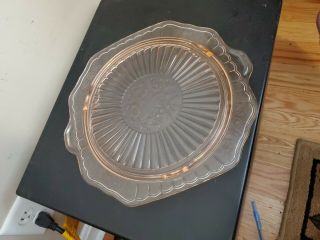 Depression Glass - Cake Plate - Pink Flowers