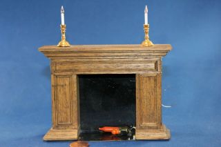 Dollhouse Miniatures Fireplace With Candles In 1:12 Scale