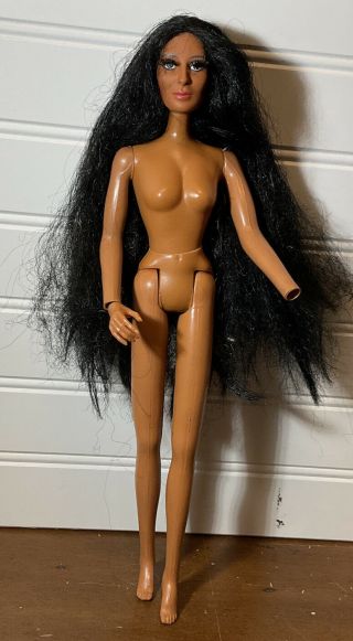 Vintage 1975 Mego Cher Celebrity Doll Long Hair & Eyelashes For Repair