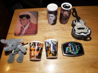 Elvis Presley - 8 Assorted Elvis Items - Coin Tray,  Belt Buckle & Other Items