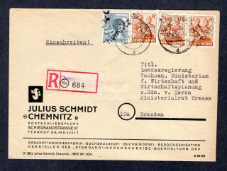 1948 Germany Hop,  Bezirk 27 Chemnitz 9 & 14 Chemnitz,  Registered Cover