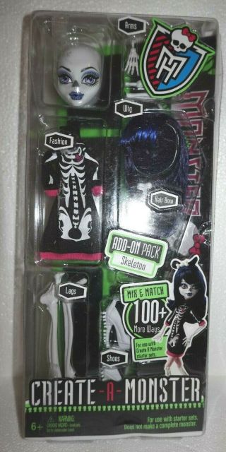 Monster High Create - A - Monster Skeleton Add - On Pack Doll Figure Nip 2011