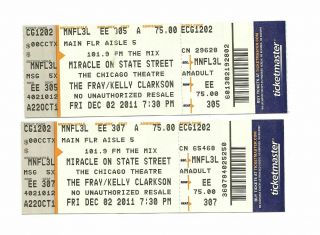 The Fray And Kelly Clarkson Concert Tickets From December 2,  2011