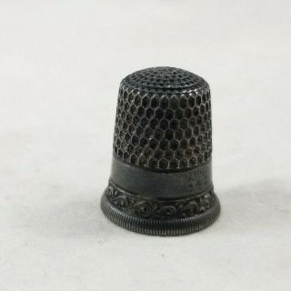 Antique Sterling Silver Thimble Early American Ornate Sewing Vintage