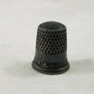 Antique Sterling Silver Thimble Early American Ornate Sewing Vintage 2