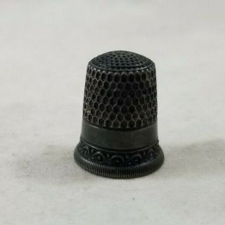 Antique Sterling Silver Thimble Early American Ornate Sewing Vintage 3