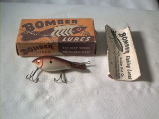 Vintage Old Wood Fishing Lure Bomber Brown Scale W/ Box & Paperwork