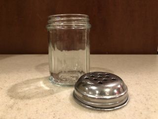 Vintage Gemco Cheese Shaker Clear Glass Metal Lid - Miniature 3 1/2 "