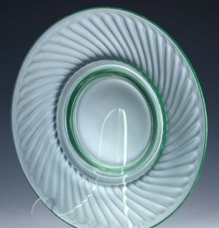 Vintage Imperial Twisted Optic Green Depression Glass 8 " Plate Uranium Glows
