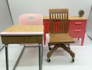 Our Generation Doll Size Teachers Desk With Chair And One Student School Desk