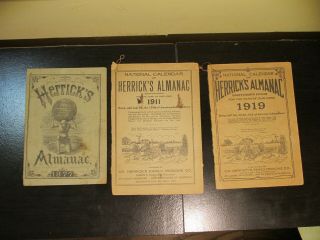 1877 Herricks Almanac W 1911 And 1919 3 Total Fuller Ball And Co Berlin Ny