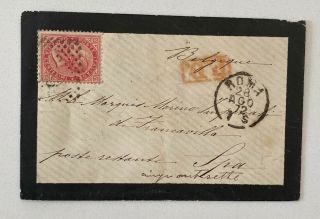 1872 Mourning Cover Rome Italy To Belgium