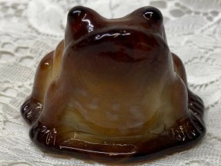 Solid Brown Chocolate White Milk Glass Frog Toad Paperweight Opaque Art Slag 3 "