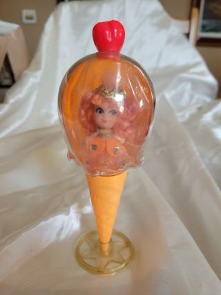 1968 Mattel Orange Cone Kone Liddle Kiddle With Stands