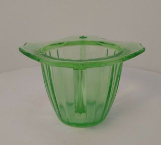 Adam Pattern Uranium Green Depression Glass sugar bowl by Jeannette 3