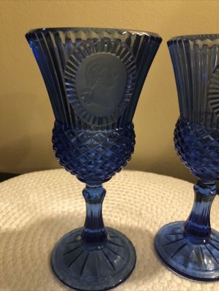 AVON blue goblets - Vintage - Cobalt Blue - George and Martha Washington 3