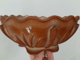 Antique Greentown Chocolate Glass - Cactus Pattern 8 " Bowl -