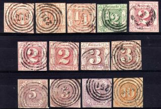 German States: Thurn & Taxis Northern 1859 - 61 Selection,  13 Stamps