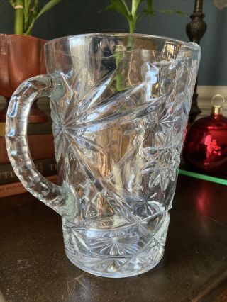 Antique EAPG Pressed Glass Pitcher,  2 Qt,  Clear, 3