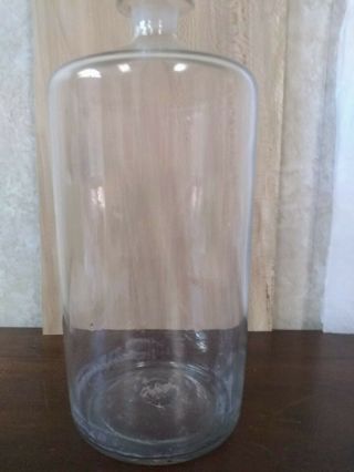 Antique Hand Blown Clear Glass Apothecary Jar 13 " Tall Ground Stopper - Perfect
