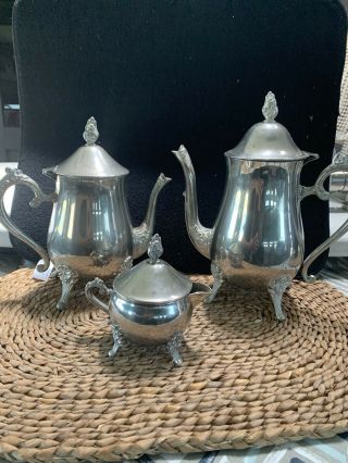 Vintage Silverplate Coffee/tea Pot & Lidded Creamer Set