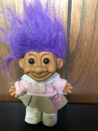 Vintage Russ Troll Doll 50’s Girl Poodle Skirt Purple Hair