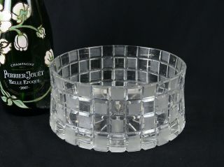 Large Heavy Laser Etched Chequer Plate Lead Crystal Bowl Maker Unknown