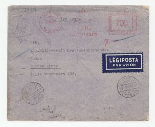Judaica Hungary Old Cover Sent To Jewish Refugees Organization Argentina 1939 Ww