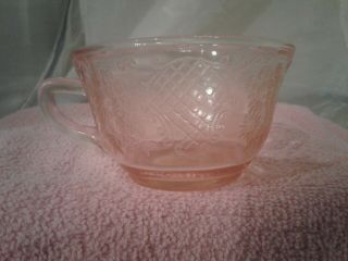 Vtg Pink Federal Glass Co " Normandie Bouquet & Lattice " Coffee/tea Cup 4 Avail Dv