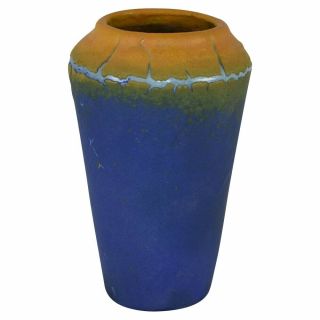 Teco Pottery Blue Yellow Experimental Test Glaze Vase