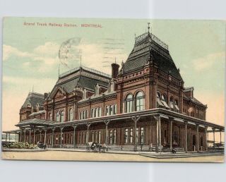 Antique Postcard Grand Trunk Railway Station Montreal Canada Posted 1912 G5