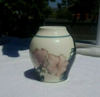 Eileen Richardson Art Pottery Vase 5 inch Petunias Santa Barbara 1982 4