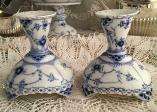 Royal Copenhagen Blue Fluted Full Lace 2 Candle Stand Holder 1st Quality Denmark