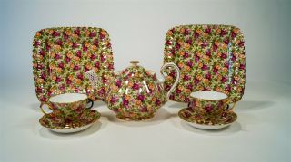 Royal Albert Old Country Roses Ocr Chintz Teapot 2 Cups/saucers & 2 Trays Set