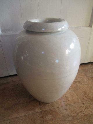 Great Vintage 16 " Bauer Pottery Oil Jar - White