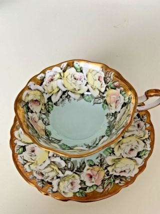 Vintage Paragon Double Warrant Floating Yellow Rose Garland Teacup & Saucer