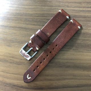Watchgecko Vintage Italian Leather Watch Strap Brown 18mm Made In Italy Handmade